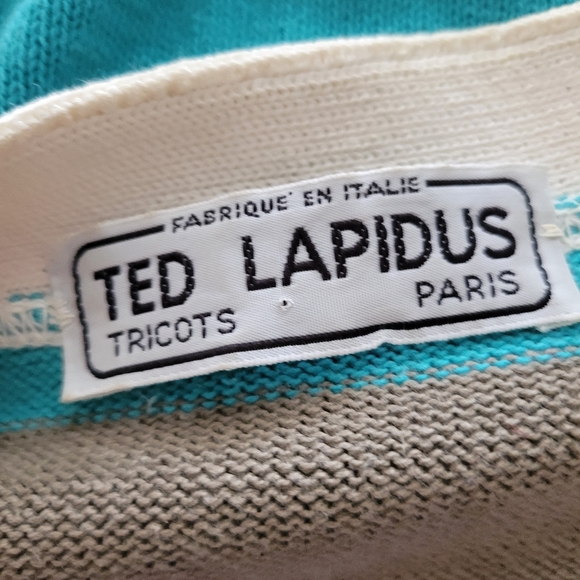 *SOLD* 80s Vintage Ted Lapidus Striped Cotton Cardigan Sweater / Medium - Picture 5 of 6